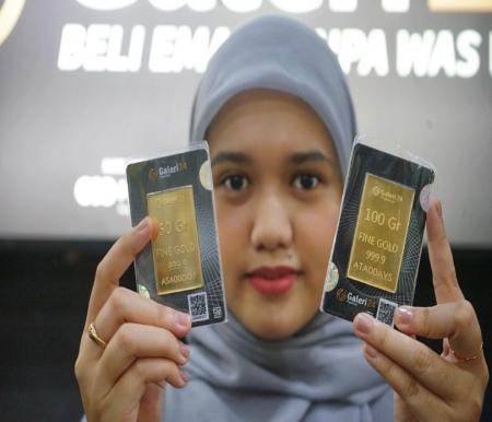 Harga emas 1 gram Galeri 24 Pegadaian di Pekanbaru meroket hampir Rp 2,3 juta (foto/riki)